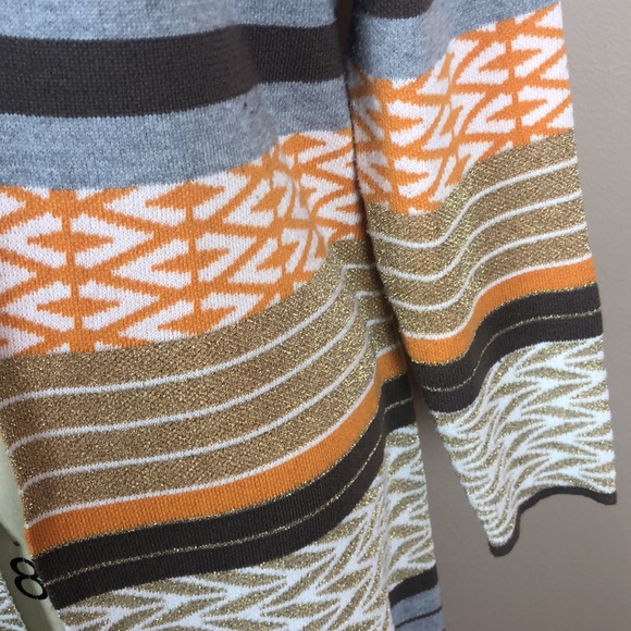 Young Threads Long Gray Striped Cardigan Sweater - Size Large - Picture 5 of 9